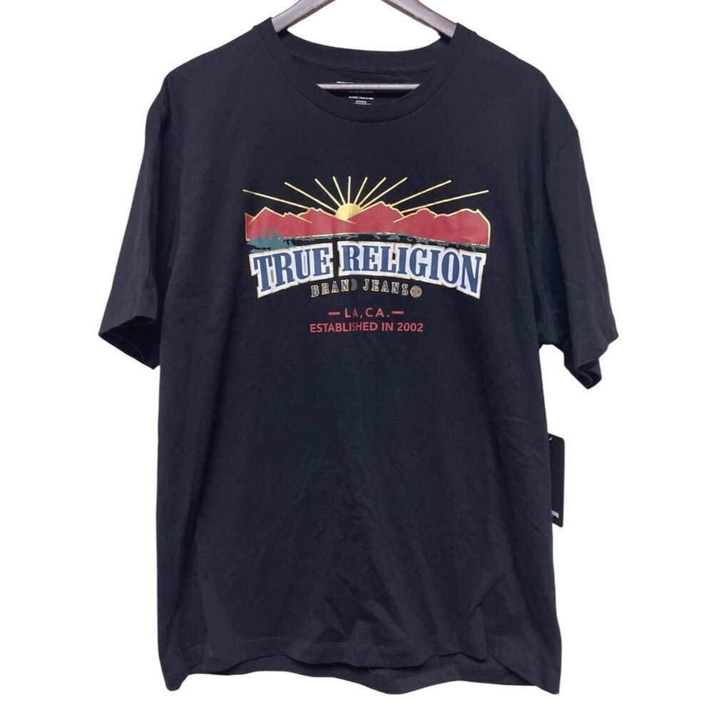 NEW! True Religion Men's Explore Arch Black Short Sleeve Graphic T-Shirt 3XL